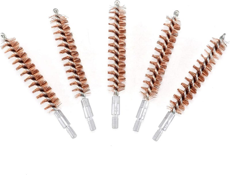 BOOSTEADY 5 Pcs Phosphor Bristle Bronze Bore Gun Cleaning Brush for Pistol Shotgun with 50 Professional Square Patches Multi-Caliber - Image 3